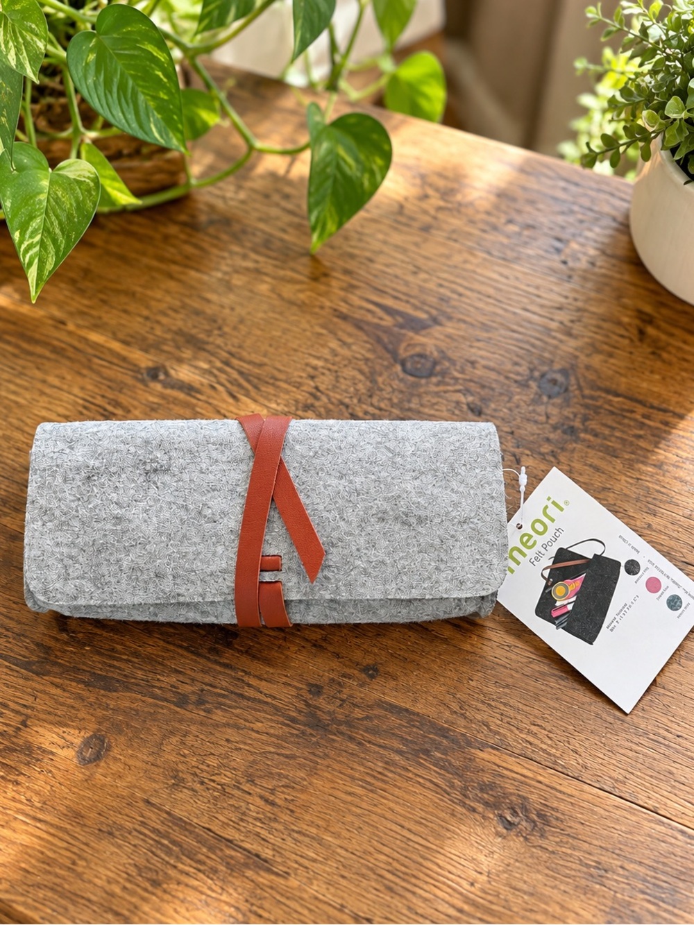 Meori Felt Pouch – Artistic Vegan Leather Closure | BNWT